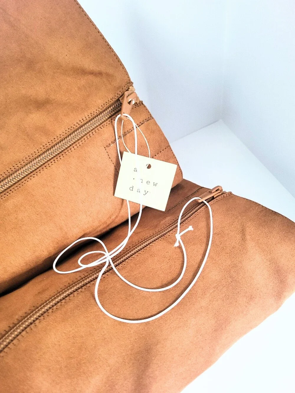 NWT A New Day Camel Brown Vegan Suede Knee High Chunky Heel Boots Size 9